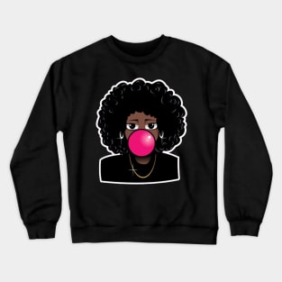 Big Curly Afro Natural Hair Black Woman Crewneck Sweatshirt